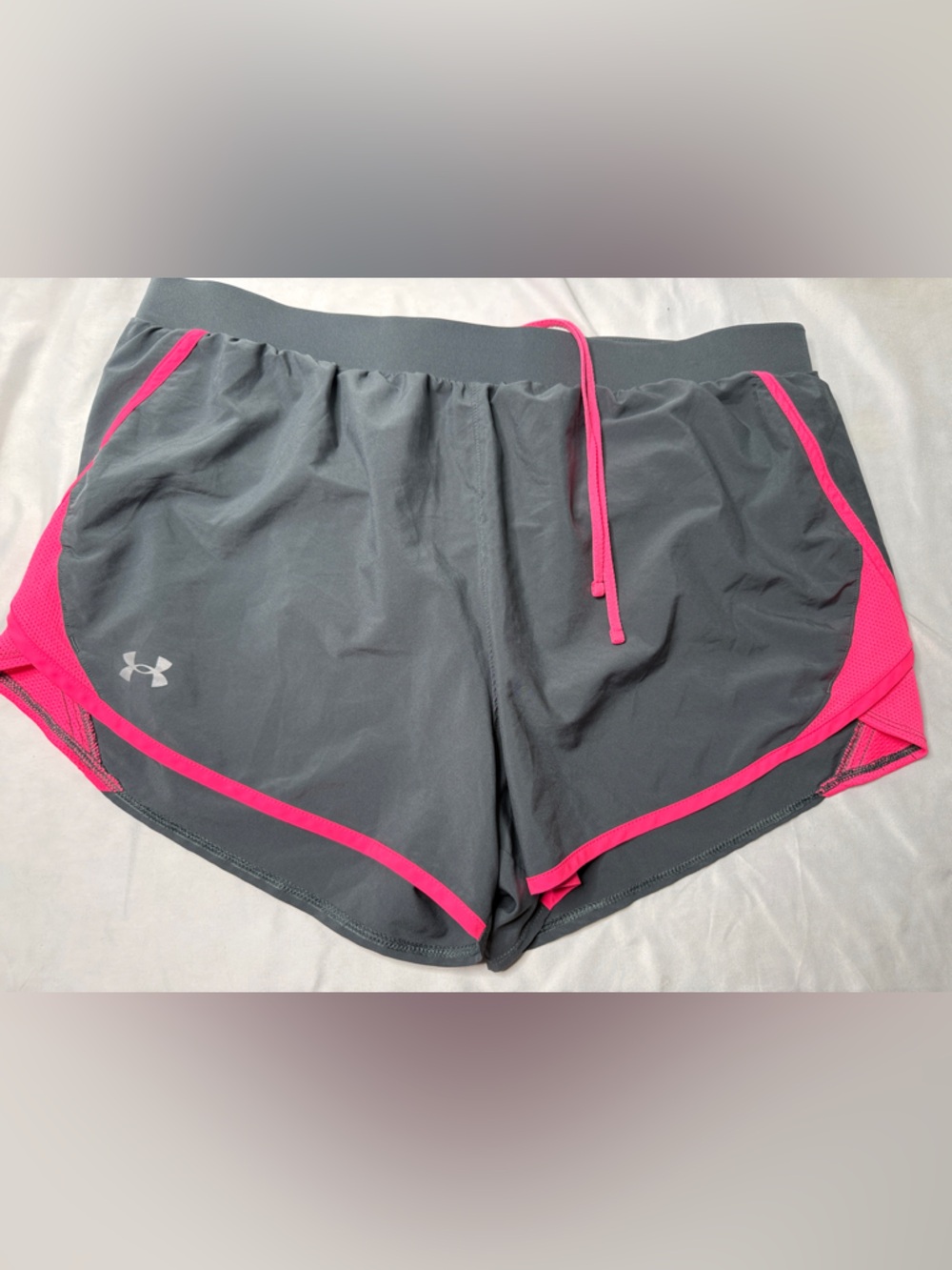 Under Armour Gray Athletic Shorts with Pink Trim